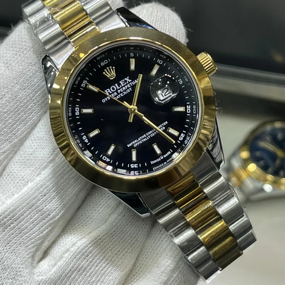 Luxury Watch for men with Dual Tone Stainless Steel Chain - Free Delivery, Gift Box & 20% Off | Available in Silver, Gold, Black, Green, & Blue | 1-Year Warranty